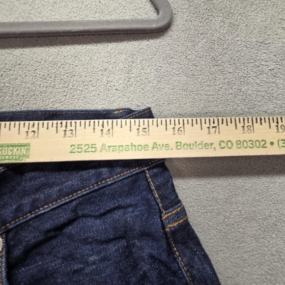 Selvedge Jeans Mens Dark Wash Blue Relaxed Tapered Altered Hem Fits 30x25 - Picture 3 of 16